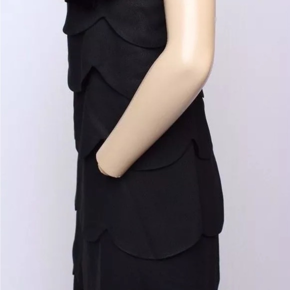 VTG 60's Lee Jordan Black Tiered Velvet Bow Trim Cocktail Party Prom Mini Dress - Picture 4 of 8